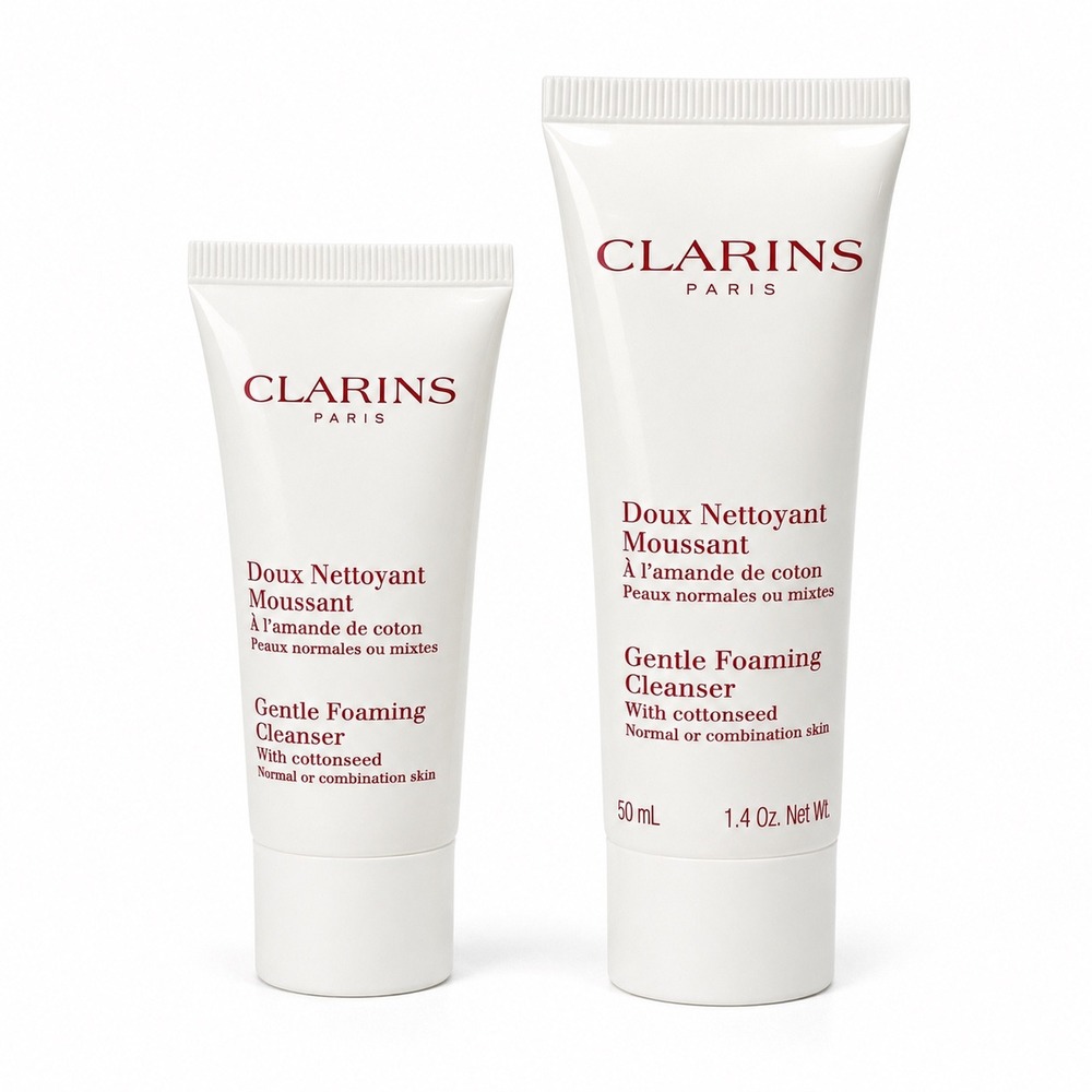 Clarins Gentle Foaming Cleanser Cottonseed 1.4oz & 0.8oz Travel Duo New Sealed